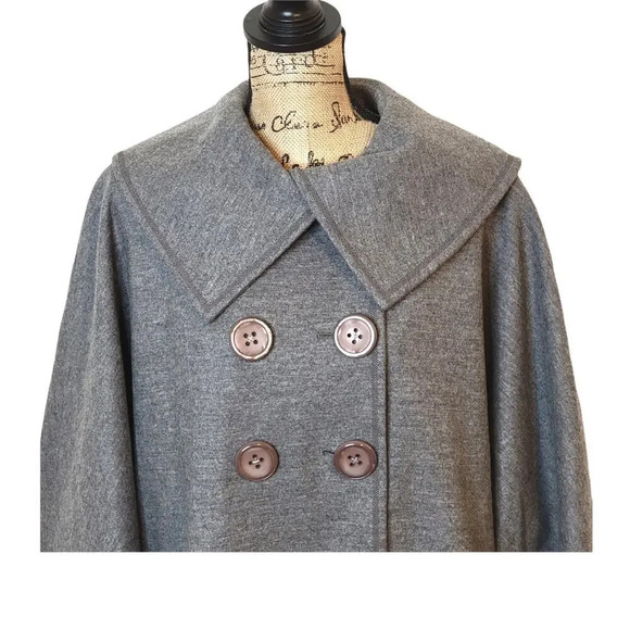ELLEN TRACY Women's Oversized Wool Peacoat Jacket Size Medium Heather Gray - Picture 14 of 14